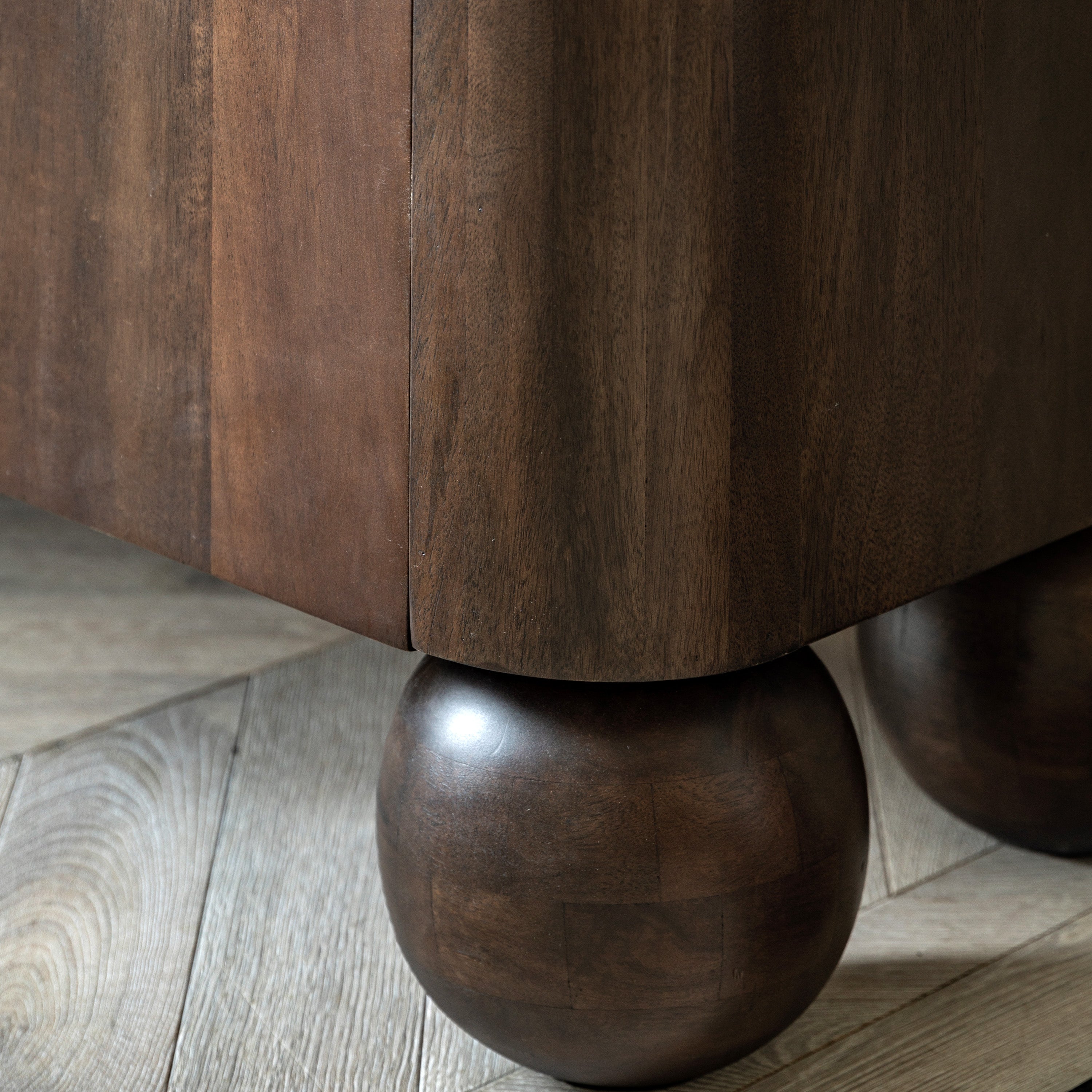 Anders Carved Dark Brown Mango Wood Sideboard